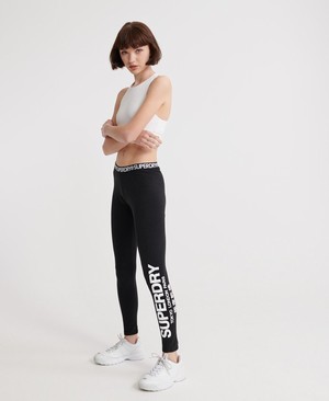 Superdry Logo Elastic Leggings Női Sportruházat Fekete | LZETC1042